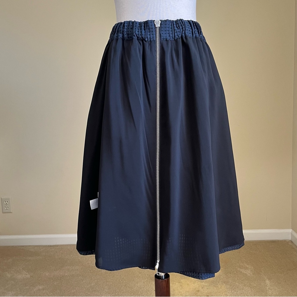 Steven Alan - Navy Blue Tone-on-Tone Gingham Check Skirt - Medium - Picture 9 of 11